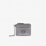 Womens Snap Hook Grained Leather Card Holder