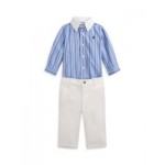 Boys Striped Cotton Shirt & Twill Pants Set - Baby