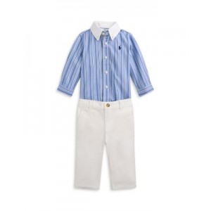 Boys Striped Cotton Shirt & Twill Pants Set - Baby