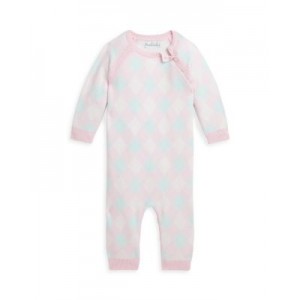 Girls Argyle Cotton Sweater Coverall - Baby
