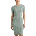 Cable Knit Short Sleeve Sweater Dress