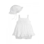 Girls Cotton Voile Bubble Shortall & Hat Set - Baby