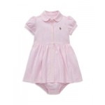 Girls Striped Oxford Dress & Bloomers Set - Baby