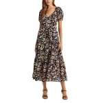 Floral Cotton Voile Puff Sleeved Maxi Dress