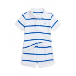 Boys 2-Pc. Striped Terry Polo Shirt & Shorts Set - Baby