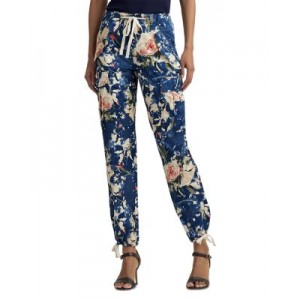 Floral Shantung Cargo Ankle Pants
