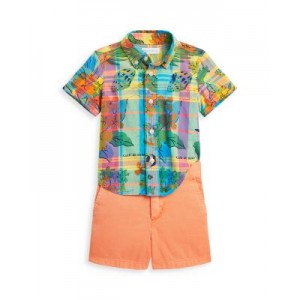 Boys Cotton Madras Shirt & Chino Shorts Set - Baby