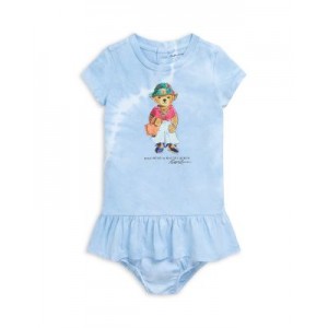Girls Tie Dyed Polo Bear Cotton Dress & Bloomers - Baby
