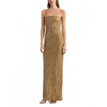 Geometric Motif Sequined Column Gown