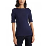 Fitted Short Sleeve Boatneck Top