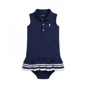 Girls Striped Mesh Polo Dress & Bloomer - Baby