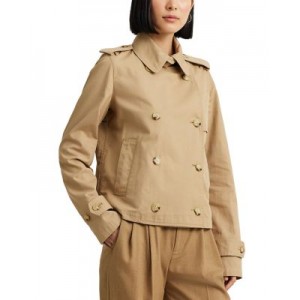 Double Breasted Short Cotton Trench Coat