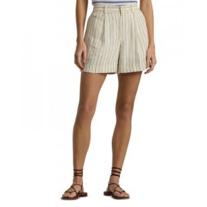 High Rise Pleated Striped Shorts