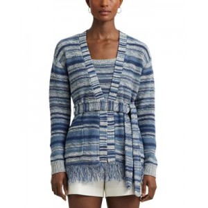 Striped Belted Linen and Cotton Cardigan