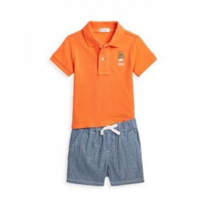 Boys Polo Bear Cotton Polo Shirt & Shorts Set - Baby