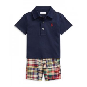 Boys Jersey Polo Shirt & Madras Shorts Set - Baby