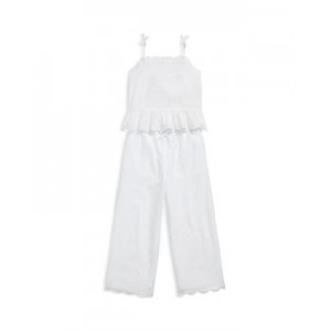 Girls Eyelet-Embroidered Cotton Top & Pants Set - Little Kid, Big Kid