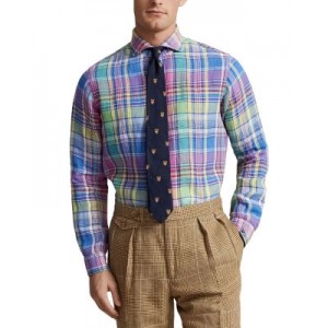 Linen Plaid Custom Fit Buton Down Shirt