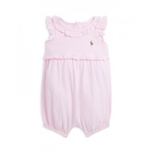 Girls Striped Knit Oxford Bubble Shortall - Baby