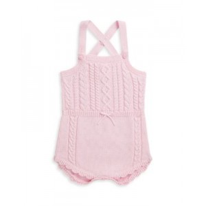 Girls Cable Knit Cotton Shortall - Baby