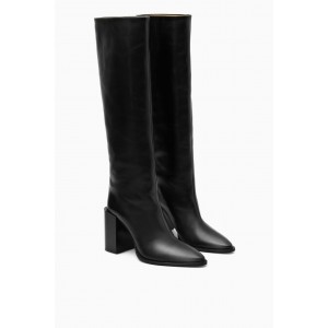 KNEE-HIGH POINTED LEATHER BOOTS