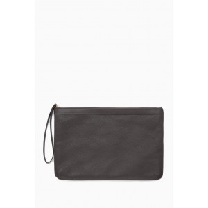 ZIPPED FOLIO POUCH - GRAINED LEATHER