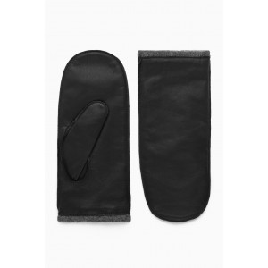 CASHMERE-LINED LEATHER MITTENS