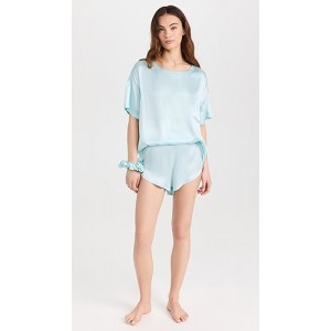 Washable Silk Tee Shorts and Classic Scrunchie Set