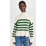 Wide Rib Mockneck Sweater in Stripe