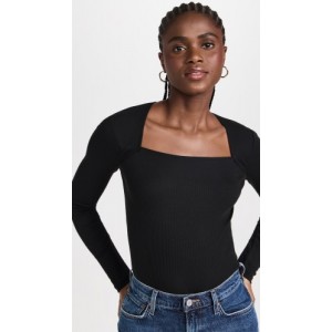 Angled Neck Long Sleeve Top