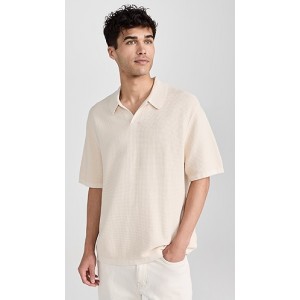 Johnny-Collar Sweater Polo Shirt
