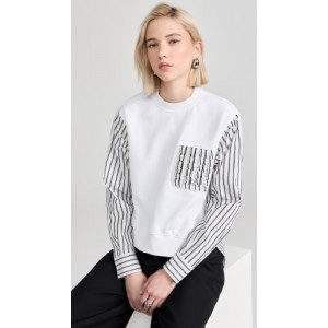 Long Sleeve Striped Fringe Pocket Sweatshirt