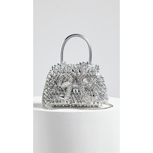 Silver Embellished Micro Bow Bag