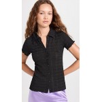 Smocked Short Sleeve Button Up