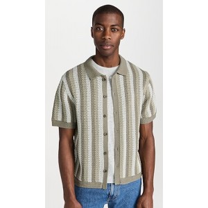 Crochet Stripe Button Down Shirt