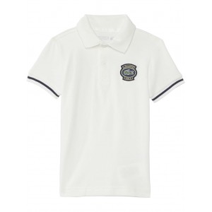 Short Sleeve Color Blocked Polo Shirt with Large Front + Back Graphics (Little Kid/Toddler/Big Kid) Flour