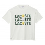Lacoste Kids Short Sleeve Crew Neck Tee Shirt with Large Wording Graphic + Tennis Ball (Little Kid/Toddler/Big Kid)
