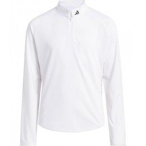 Long Sleeve Mock Neck Polo Shirt (Little Kids/Big Kids) White