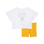 Graphic Boxy T-Shirt and Bike Shorts Set (Toddler) Citron Pulse
