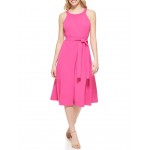 Scuba Crepe Solid Dress Hot Pink