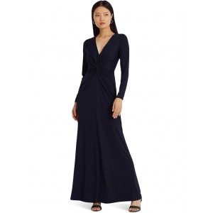 Twist-Front Stretch Jersey Gown Lighthouse Navy