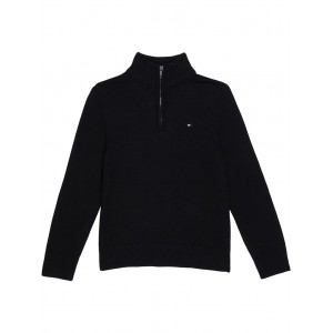 1u002F4 Zip Solid Sweater (Big Kids) Tommy Black