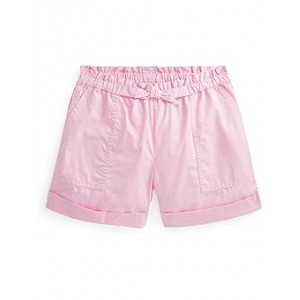 Cotton Twill Paperbag Shorts (Big Kids) Carmel Pink