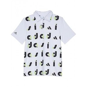 Golf Graphic Print Polo Shirt (Little Kids/Big Kids) Black/Pulse Lime/White