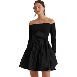 Belted Off-the-Shoulder Cocktail Dress Black