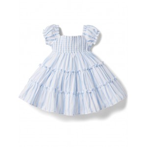 Smocked Tiered Dress (Infant) White