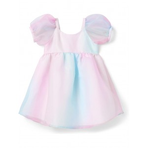 Little Mermaid Organza Puff Sleeve Dress (Toddler/Little Kids/Big Kids) Multicolor