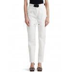 Belted Sateen Cargo Pants White
