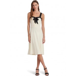 Two-Tone Georgette Sleeveless Dress Mascarpone Cream/Black