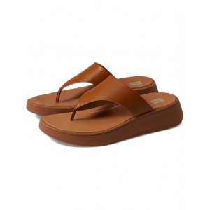 F-Mode Leather Flatform Toe Post Sandals Light Tan
